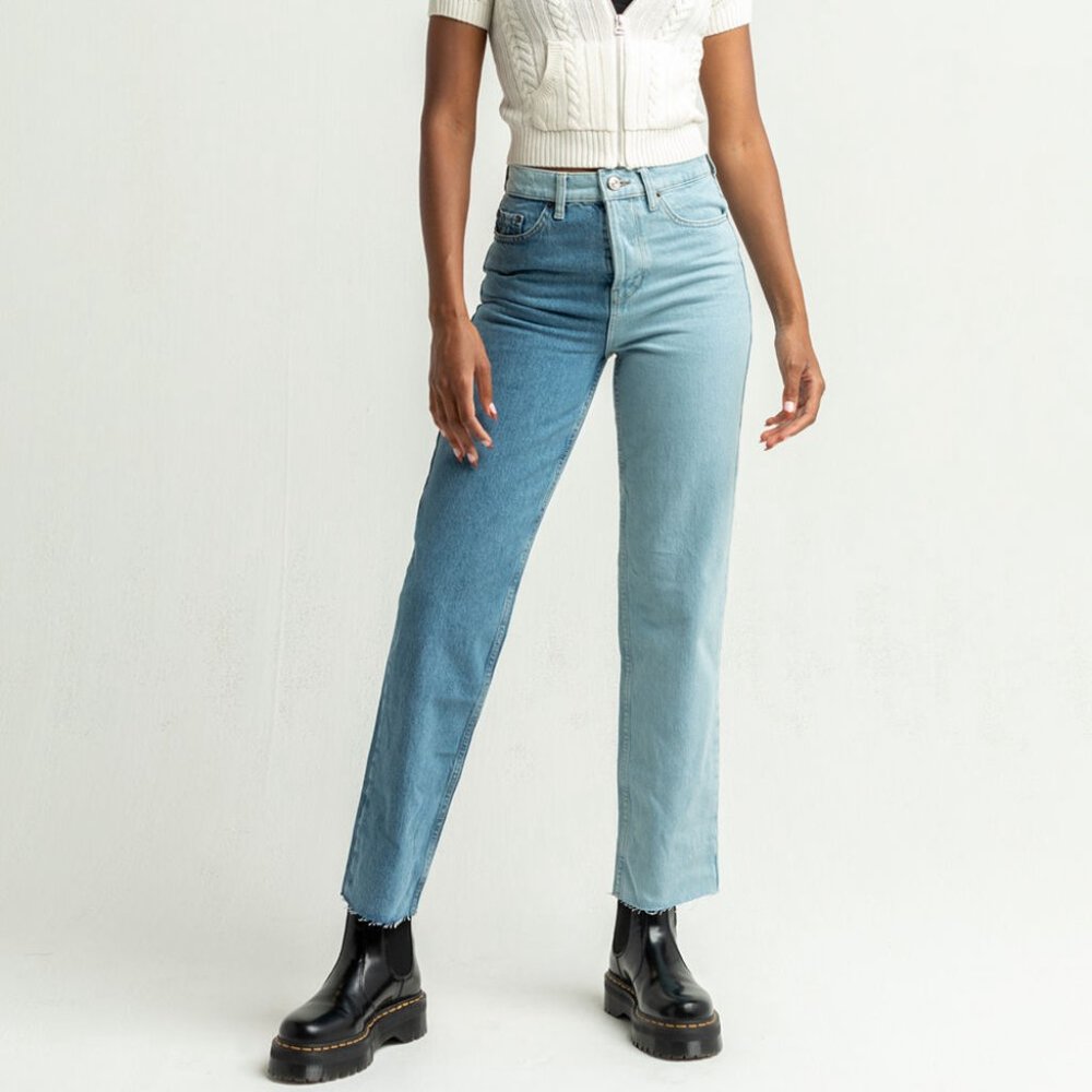 BDG Two-Tone Light & Medium Blue Boot Cut Jeans